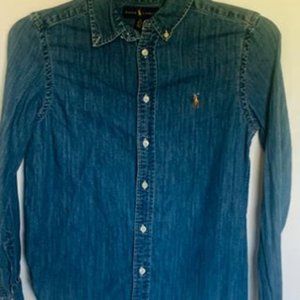 Boys Polo Denim lightweight button down shirt